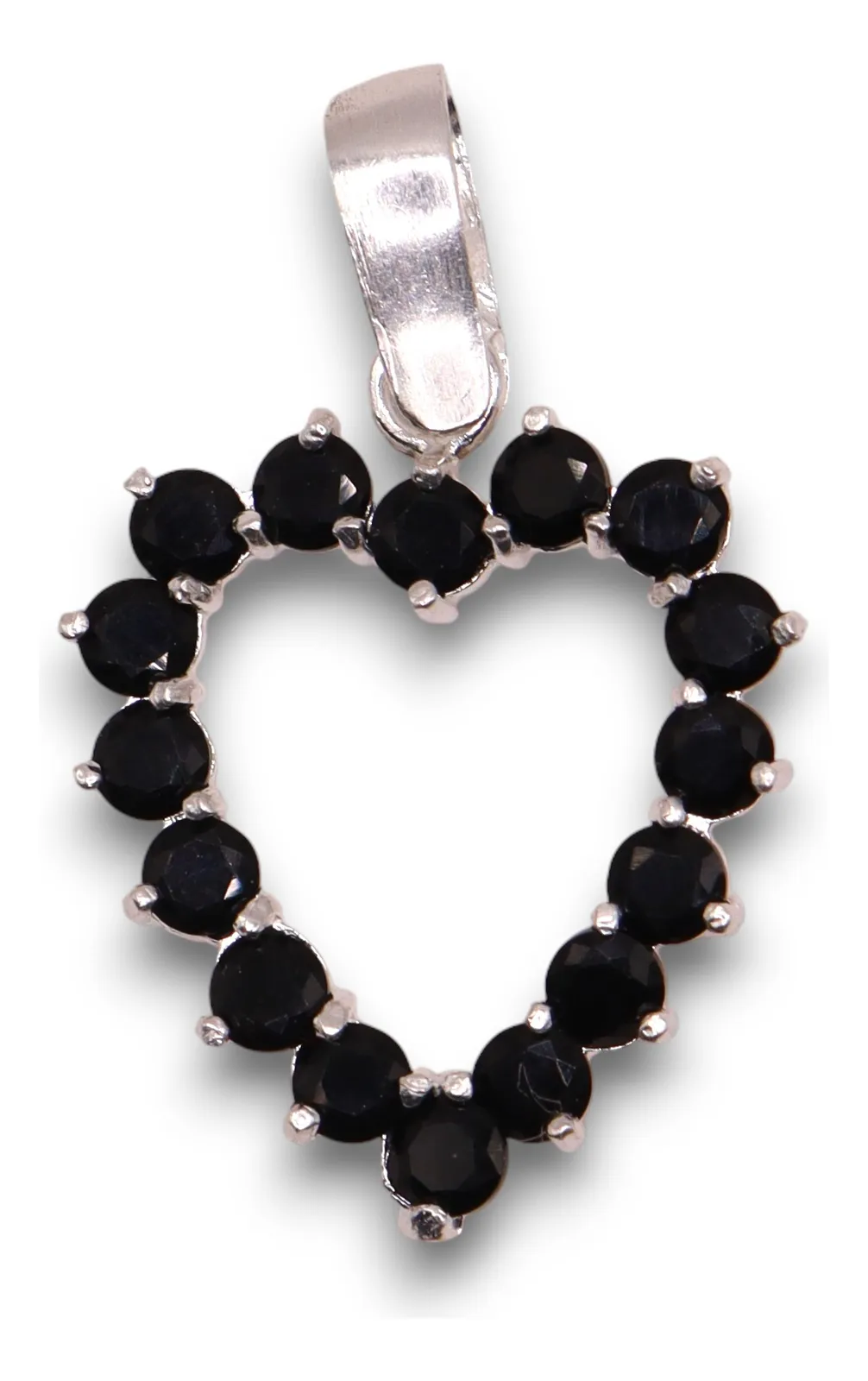 Dije Corazón Contorno Negro En Plata .925