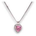 Dije Corazón Con Piedra Rosa En Plata .925