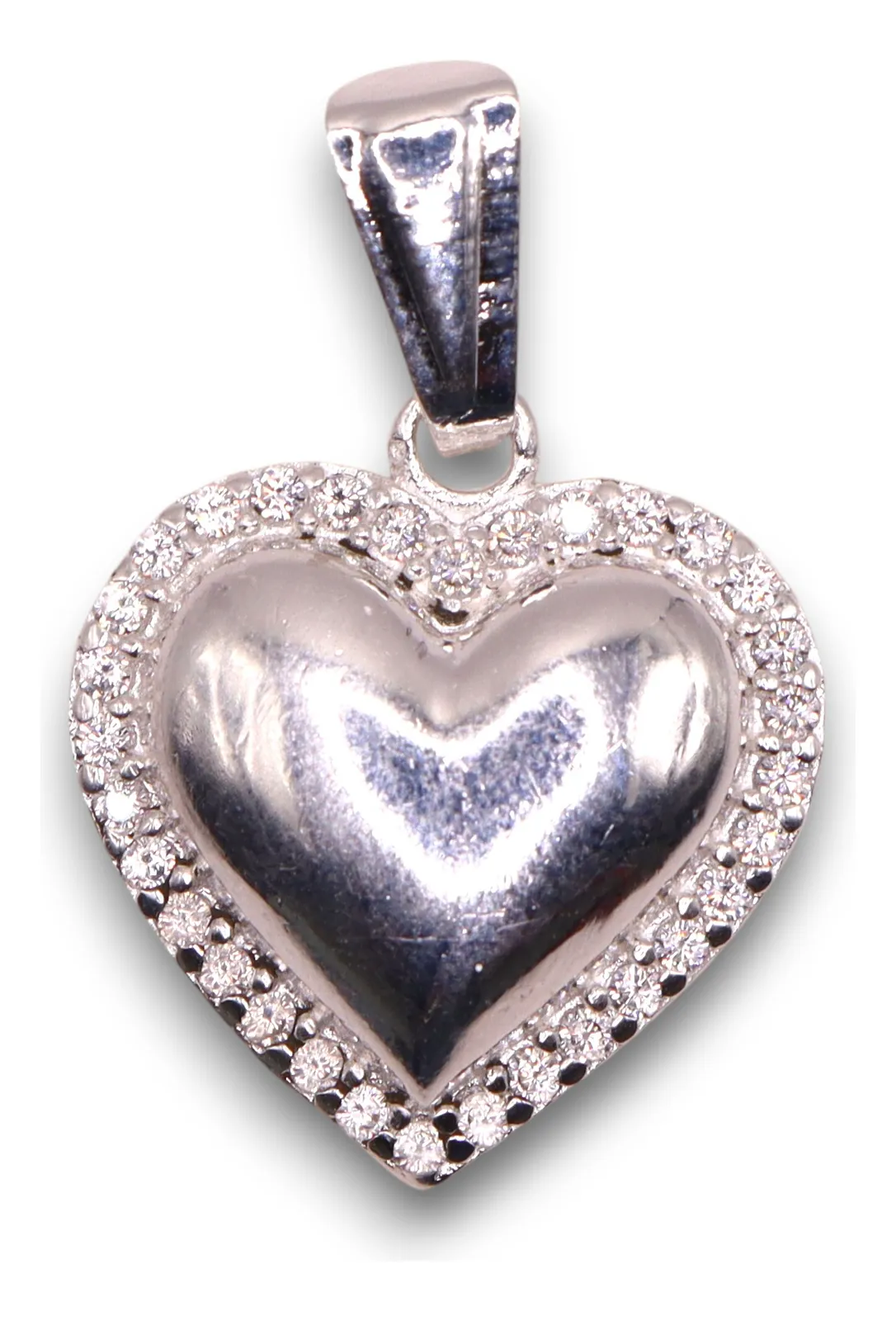 Dije Corazón Liso Y Circonias Plata .925