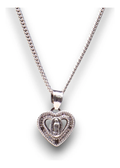 Dije Corazón Con Virgen Chica Plata .925