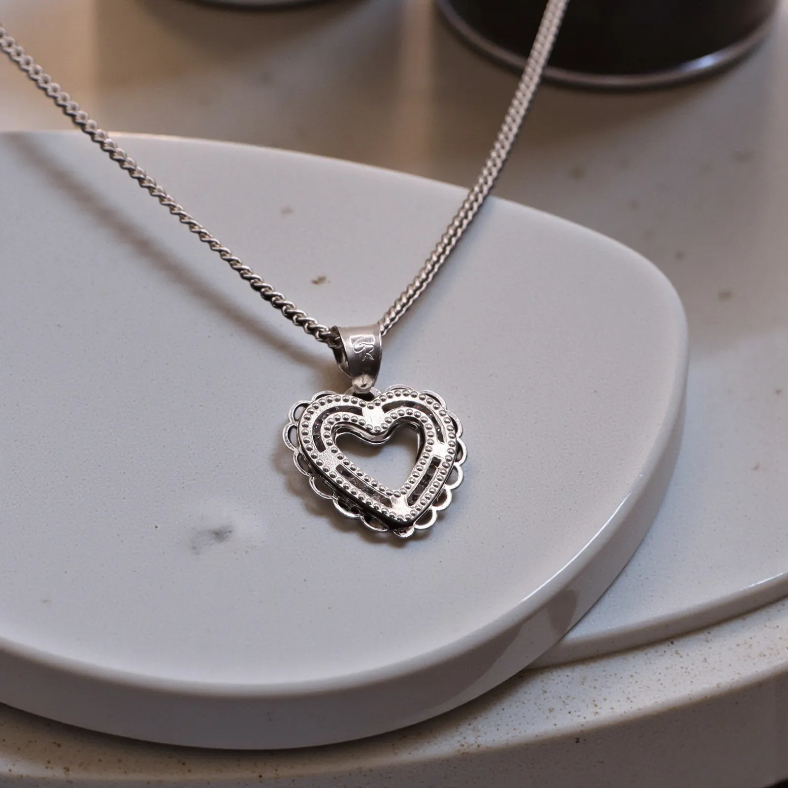 Dije Contorno Corazón Diseño Chico Plata .925