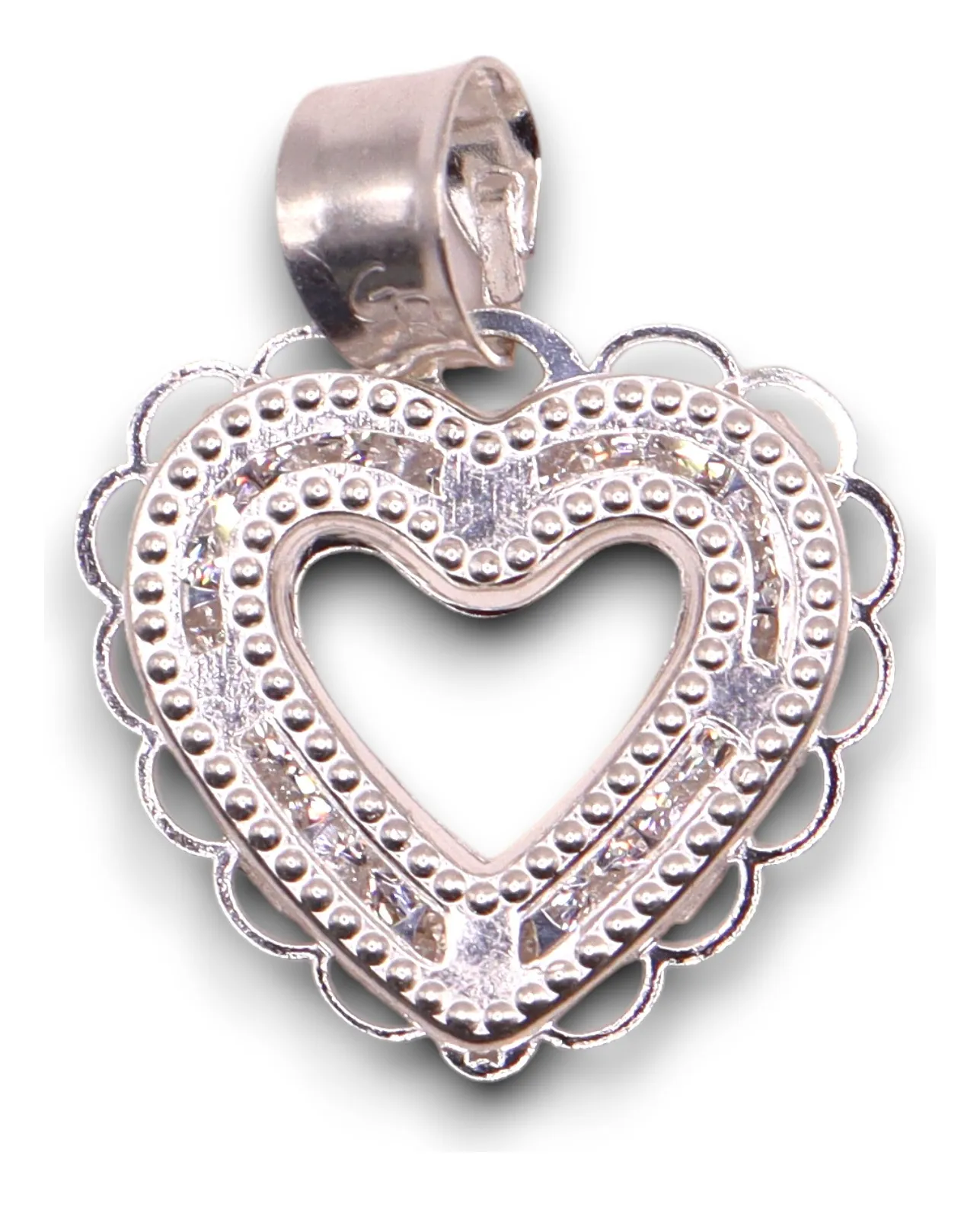 Dije Contorno Corazón Diseño Chico Plata .925