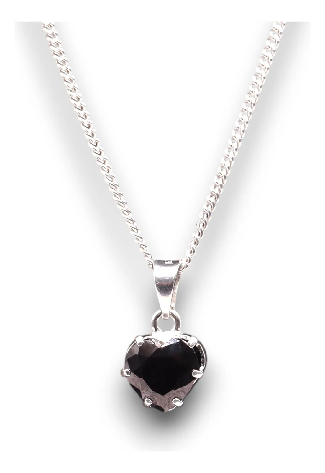 Dije Corazón Mediano Negro Plata .925