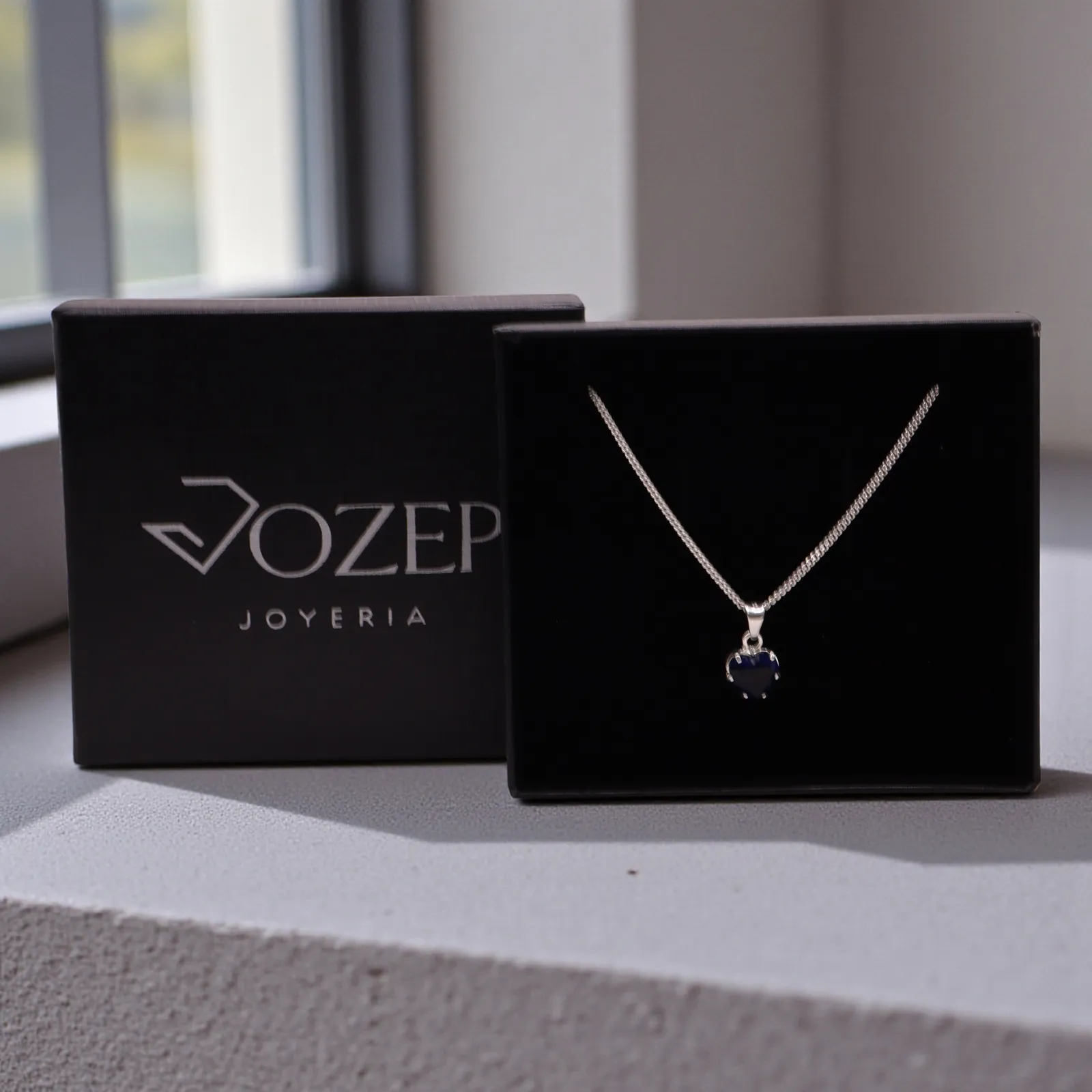 Dije Corazón Mediano Azul Plata .925