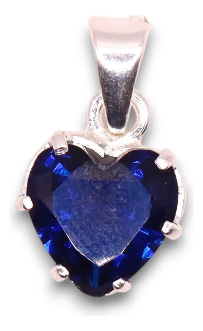 Dije Corazón Mediano Azul Plata .925