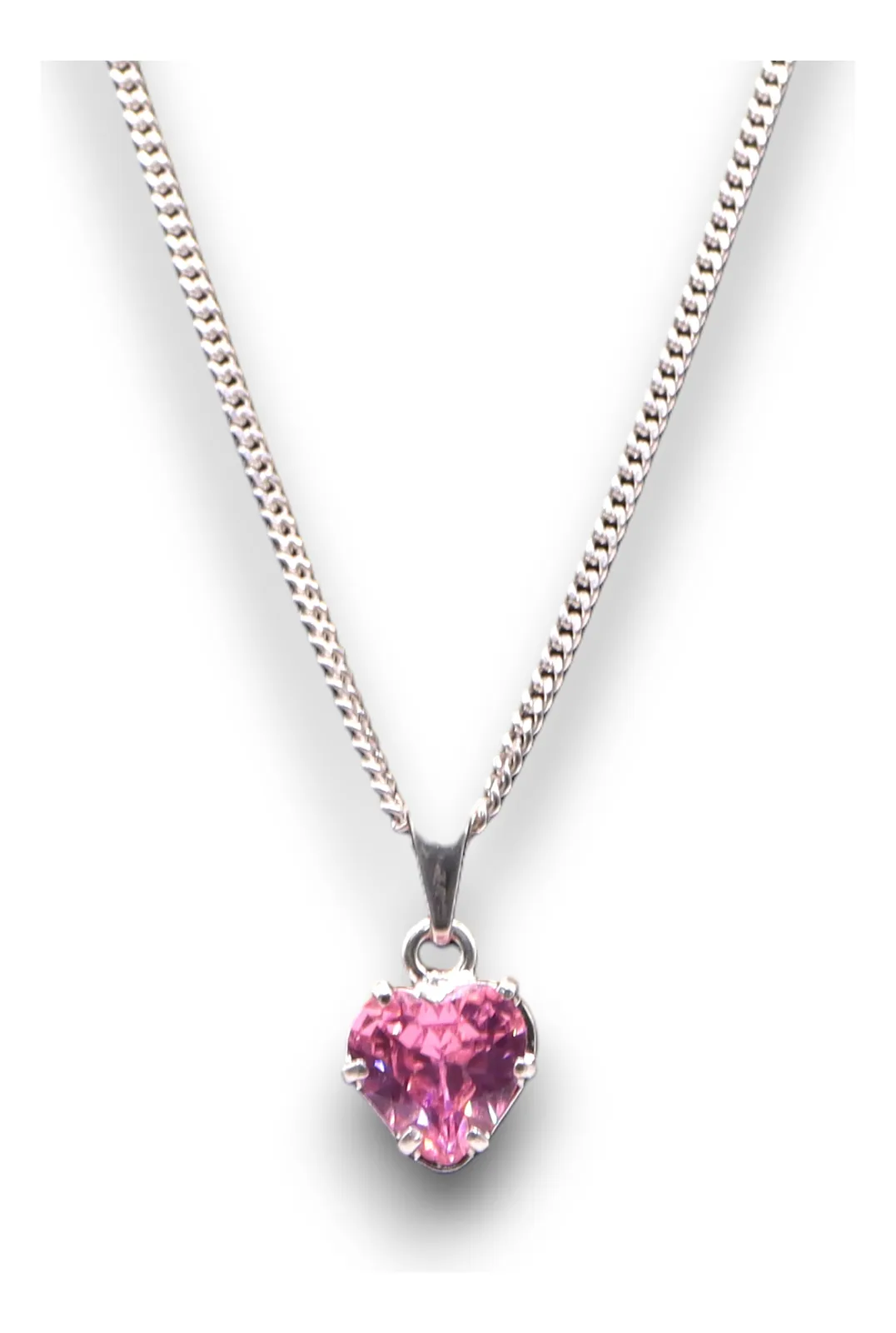 Dije Corazón Mediano Rosa Plata .925
