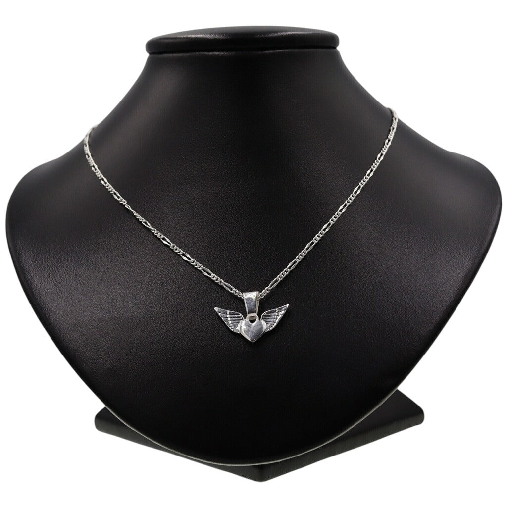 Dije Corazón con Alas + Cadena en Plata .925