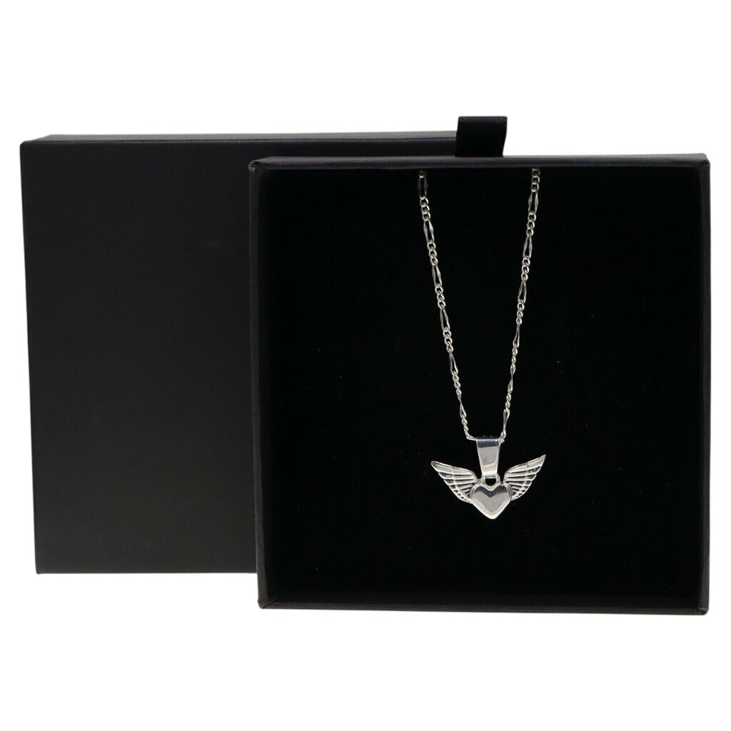 Dije Corazón con Alas + Cadena en Plata .925