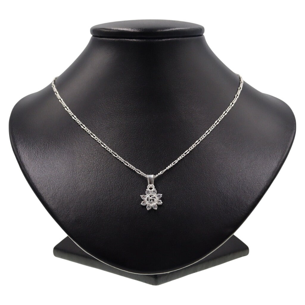 Dije 15 Años Flor con Circonia + Cadena en Plata .925
