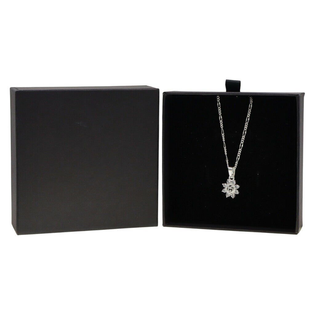 Dije 15 Años Flor con Circonia + Cadena en Plata .925