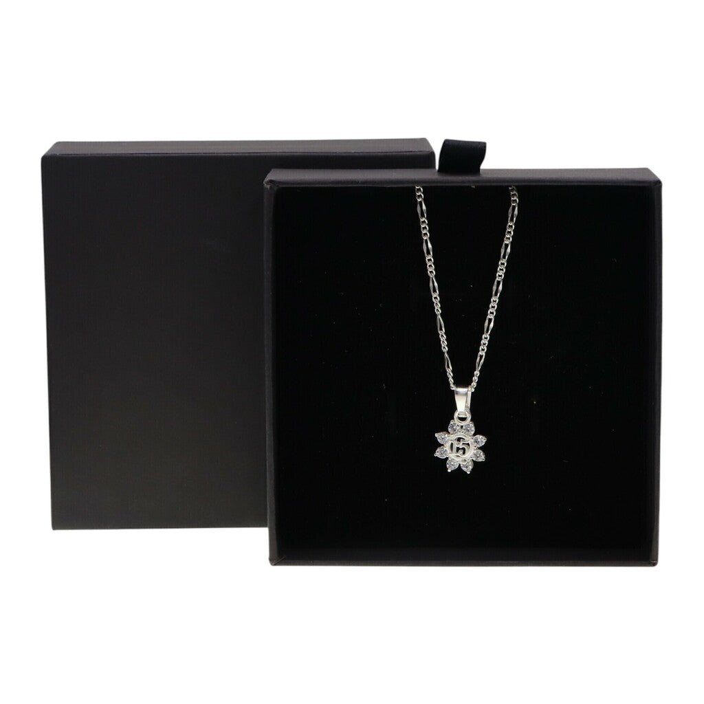 Dije 15 Años Flor con Circonia + Cadena en Plata .925