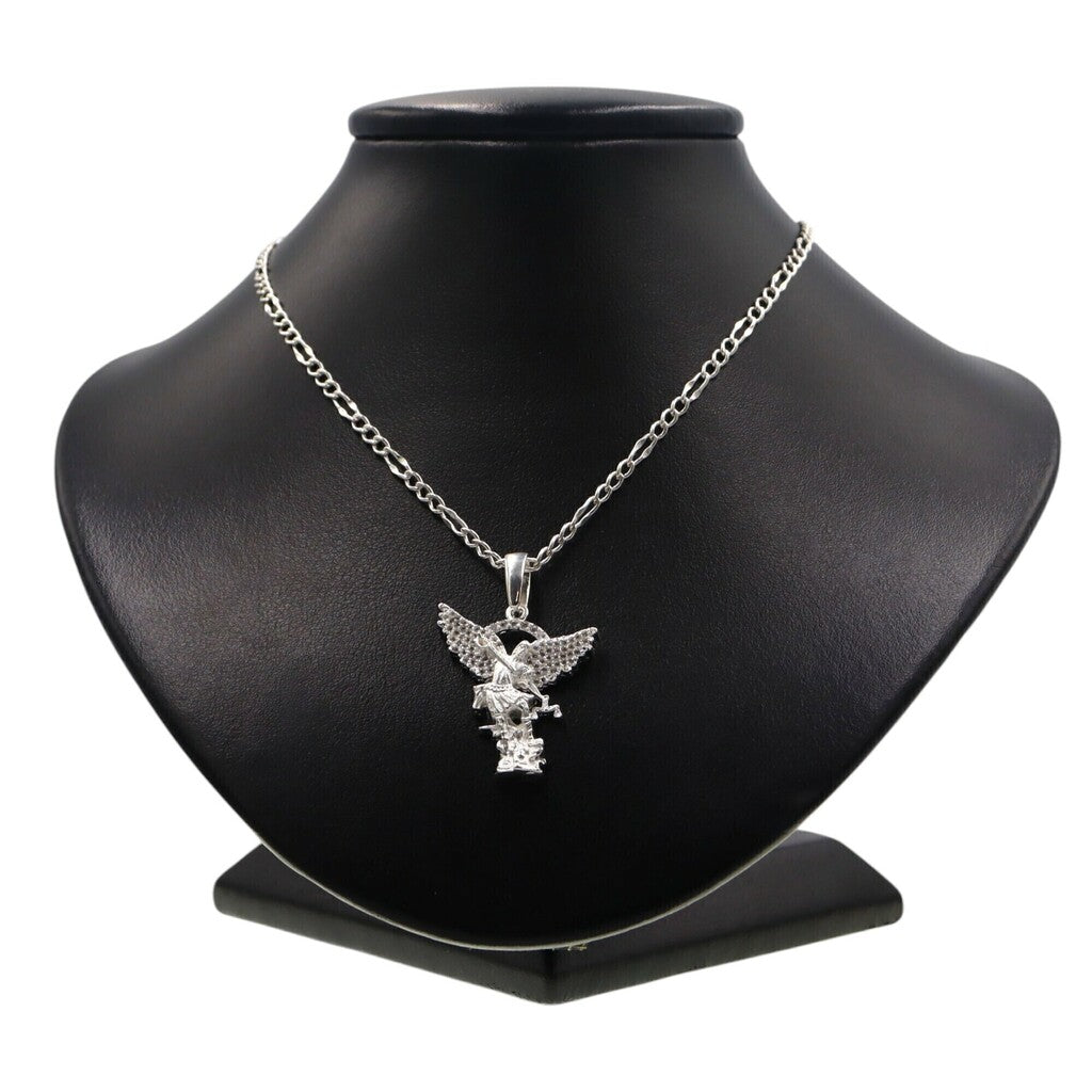 Dije San Miguel Árcangel + Cadena en Plata .925