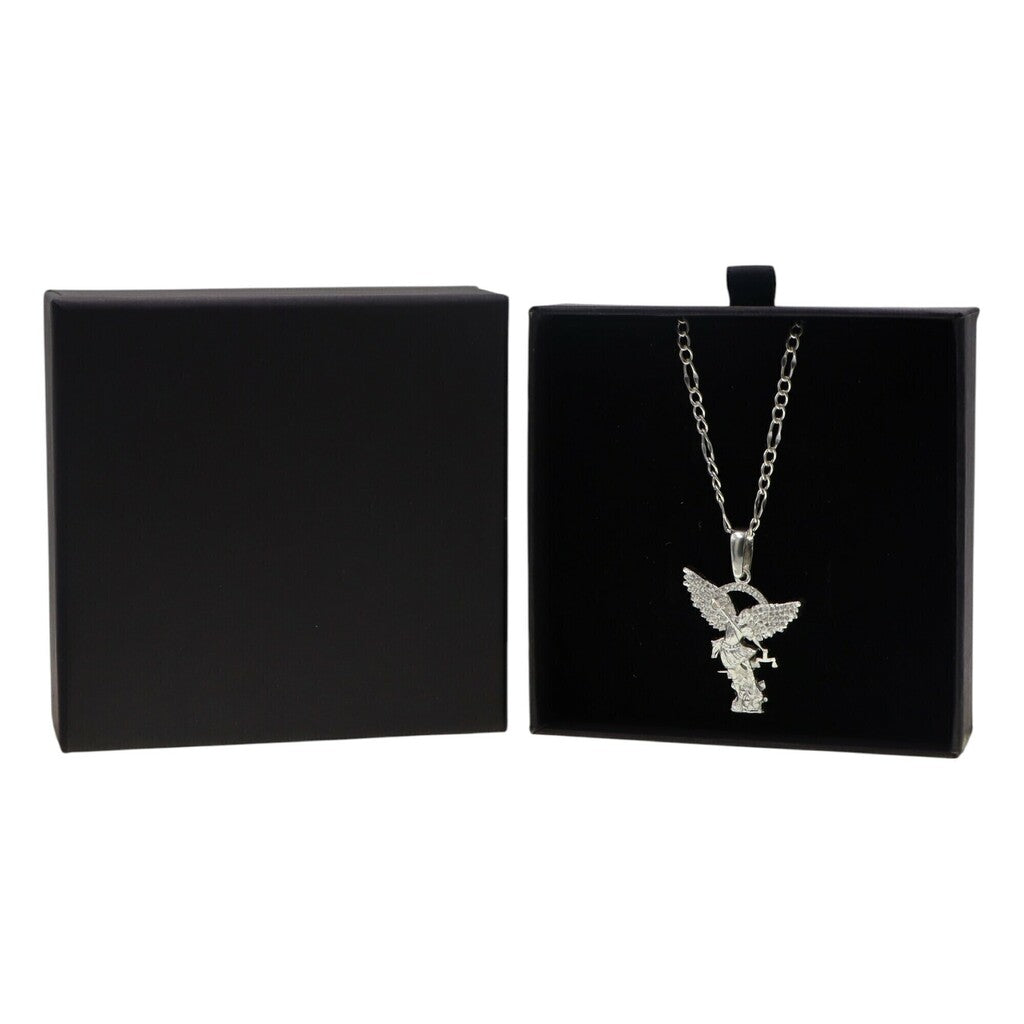 Dije San Miguel Árcangel + Cadena en Plata .925