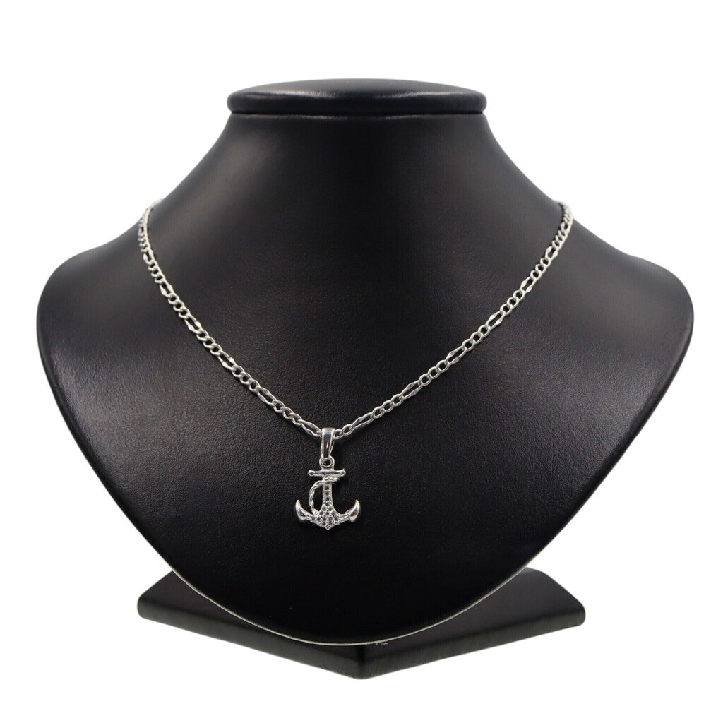 Dije Ancla Circonia + Cadena en Plata .925