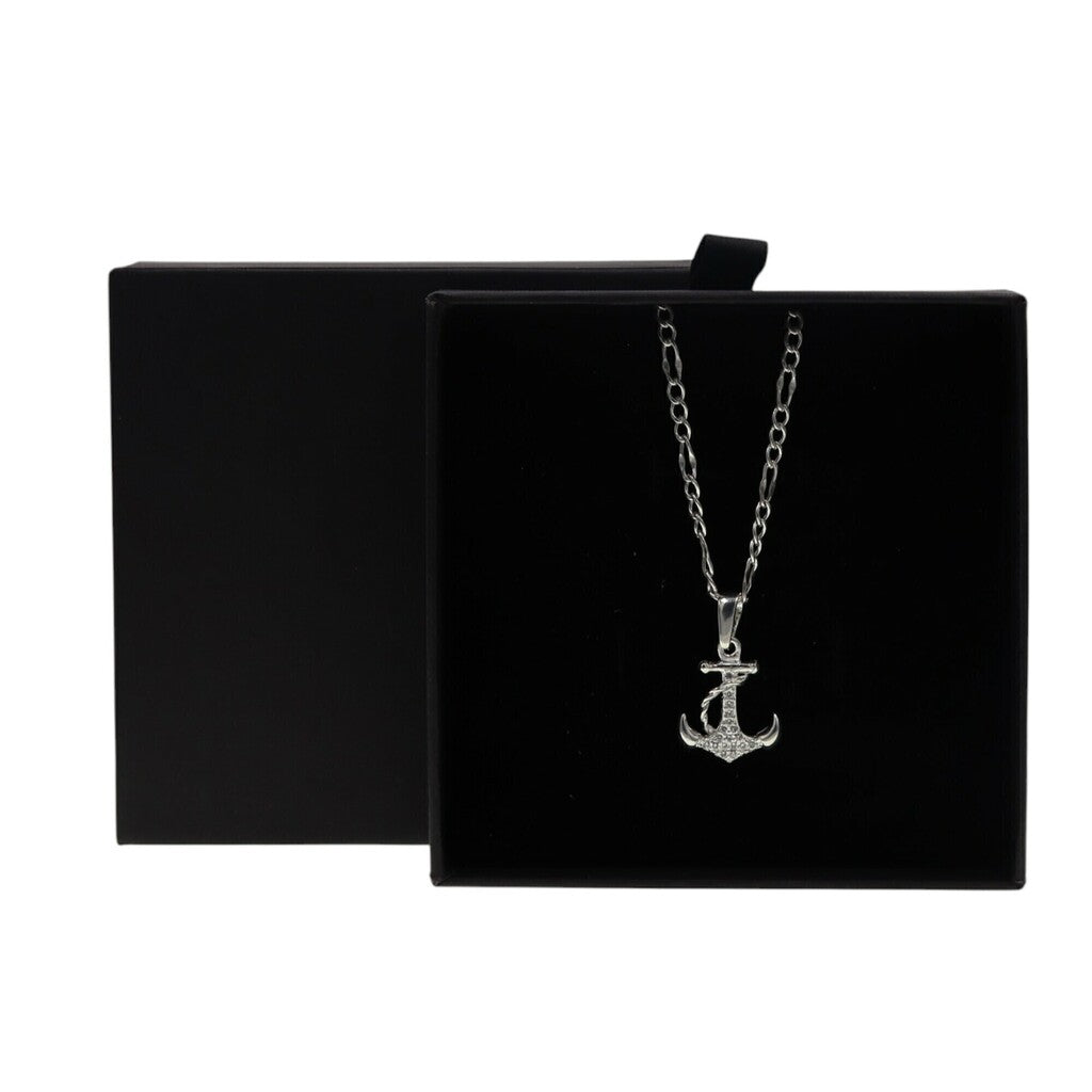 Dije Ancla Circonia + Cadena en Plata .925