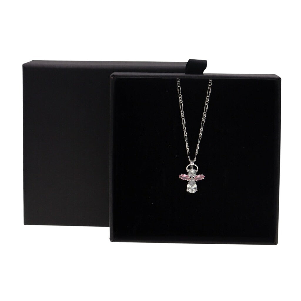 Dije de Ángel Rosa o Blanco + Cadena en Plata .925