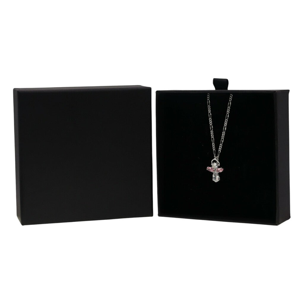 Dije de Ángel Rosa o Blanco + Cadena en Plata .925