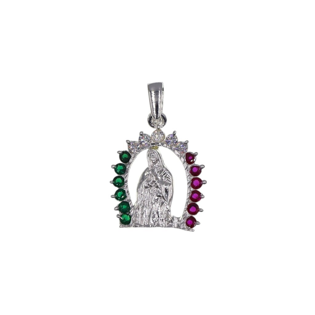Dije Virgen De Guadalupe Circonia Colores + Cadena en Plata .925