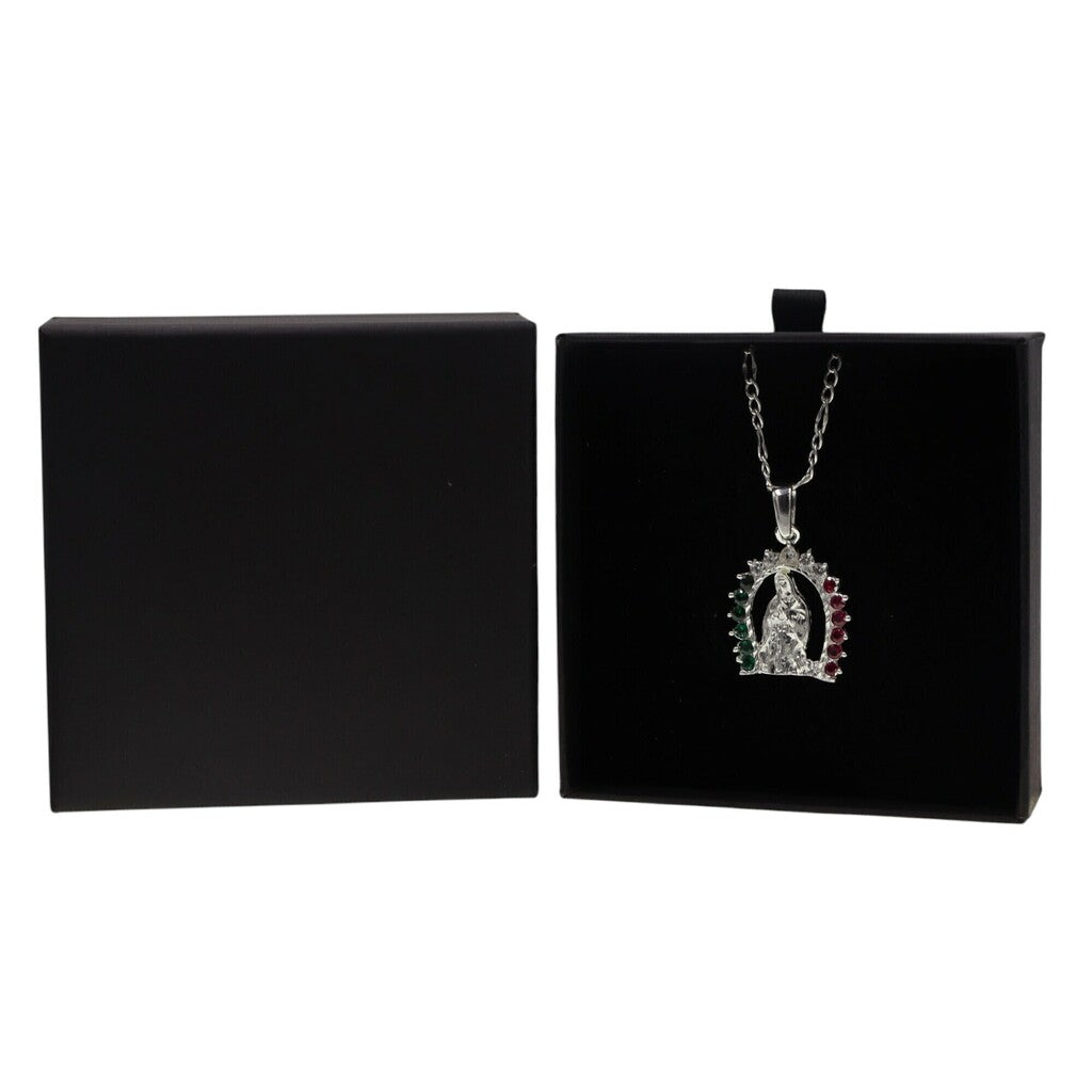 Dije Virgen De Guadalupe Circonia Colores + Cadena en Plata .925
