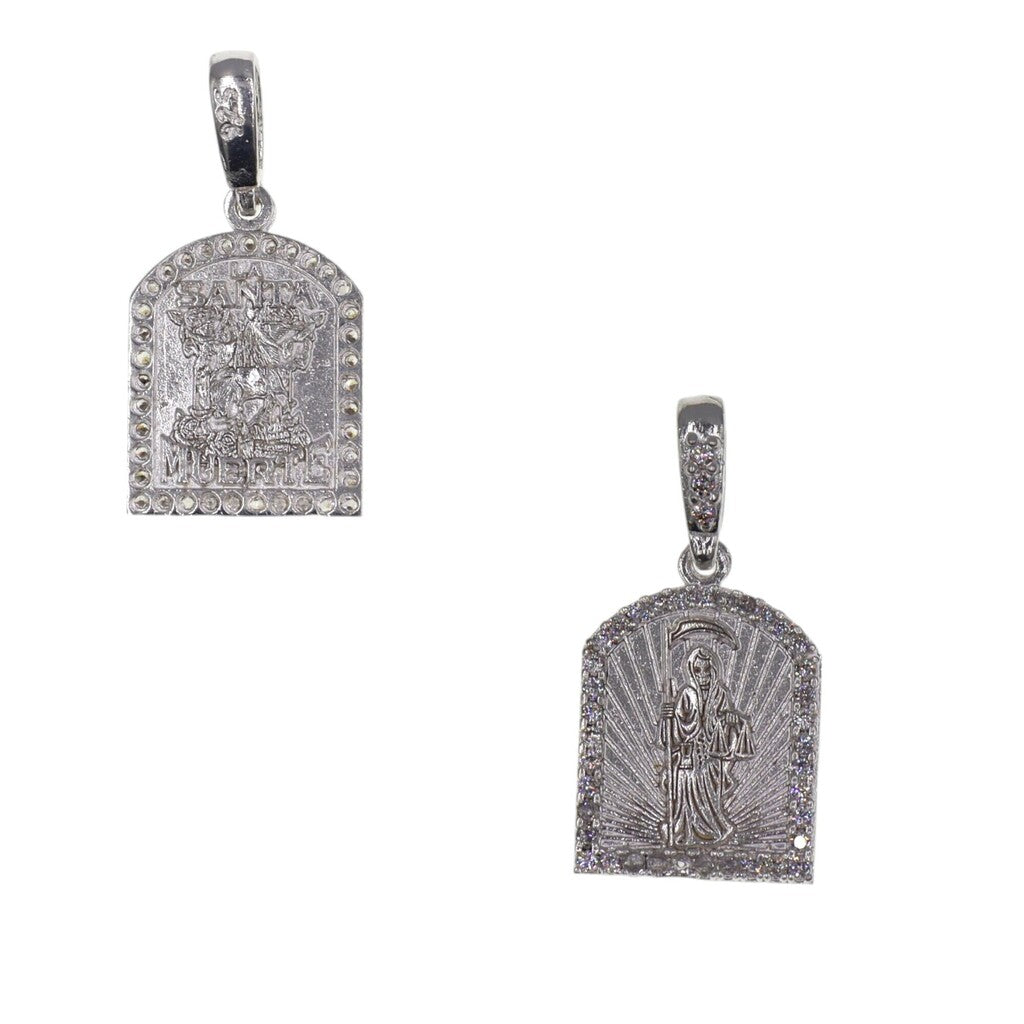 Dije Santa Muerte Circonia + Cadena en Plata .925