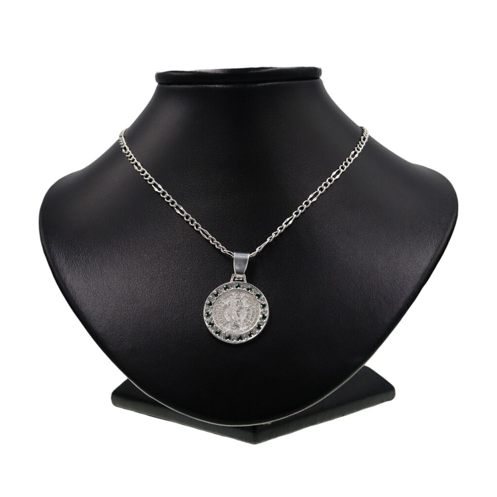 Medalla San Judas Tadeo Con Circonia + Cadena en Plata .925