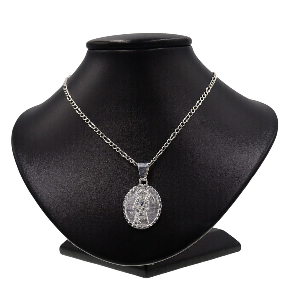 Medalla Santa Muerte + Cadena en Plata .925