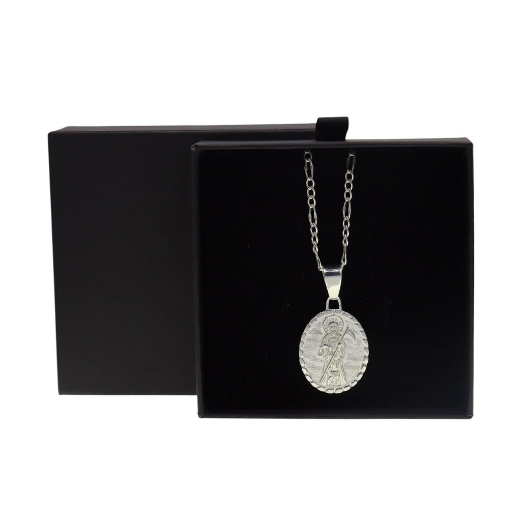 Medalla Santa Muerte + Cadena en Plata .925