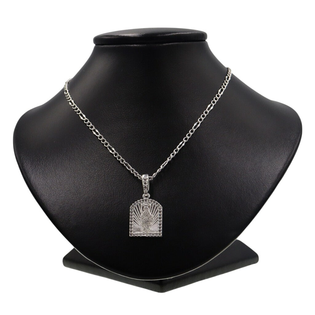 Dije Santa Muerte Circonia + Cadena en Plata .925