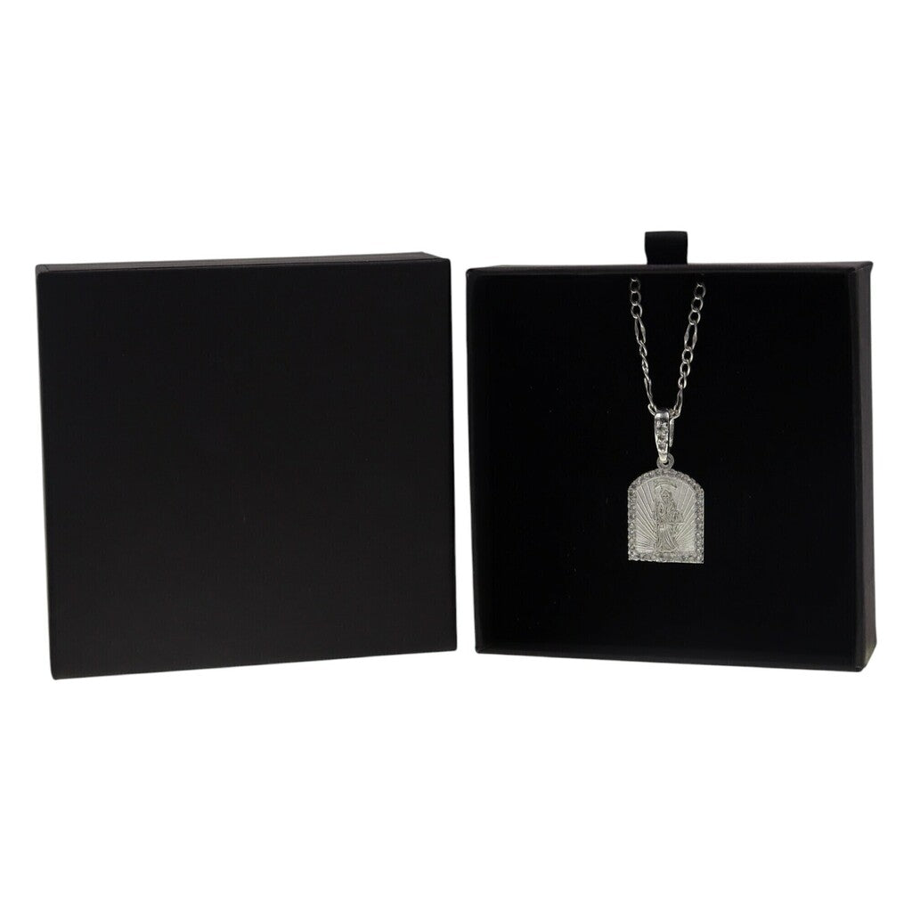 Dije Santa Muerte Circonia + Cadena en Plata .925
