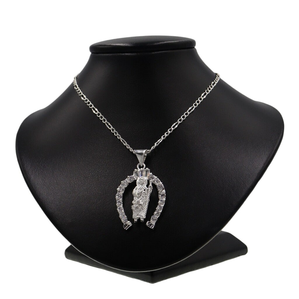 Dije San Benito Con Circonia + Cadena en Plata .925