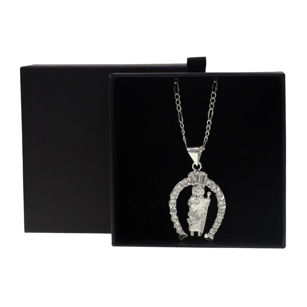 Dije San Benito Con Circonia + Cadena en Plata .925