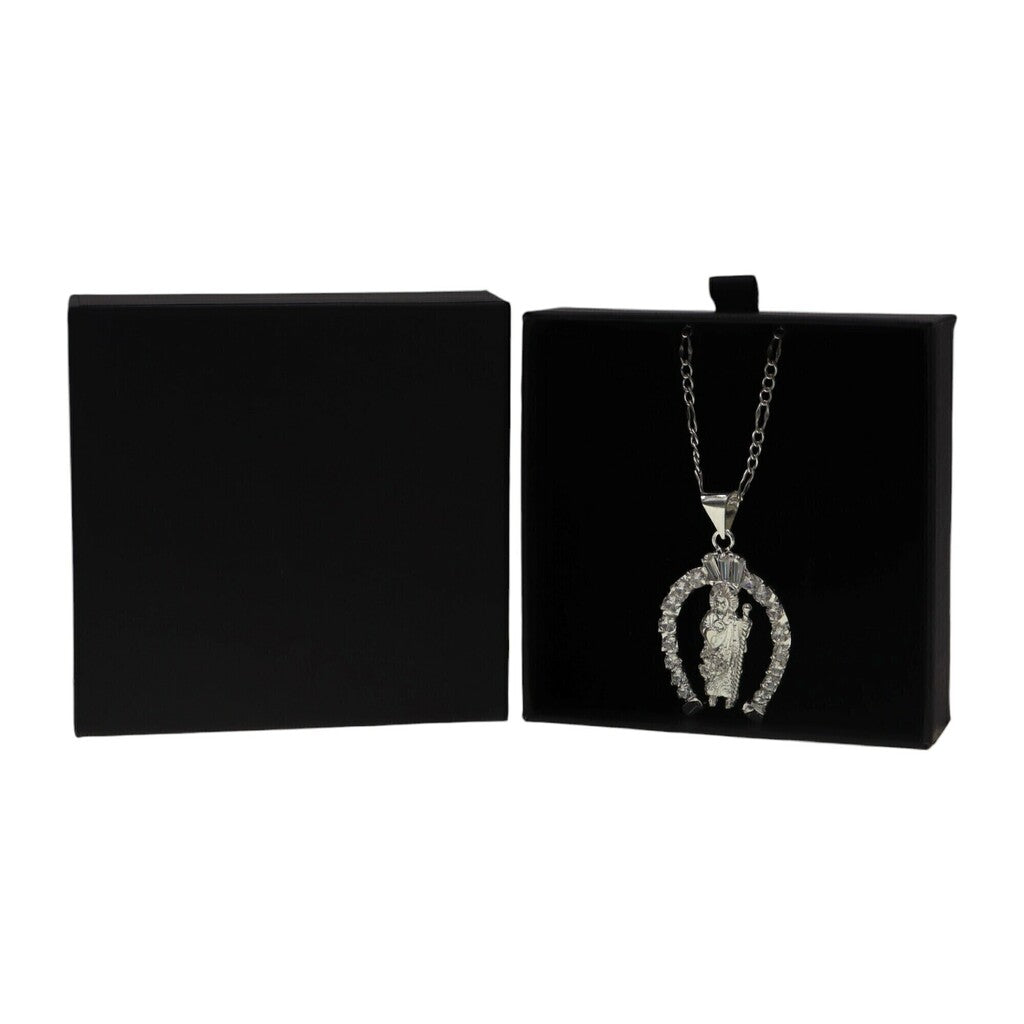 Dije San Benito Con Circonia + Cadena en Plata .925