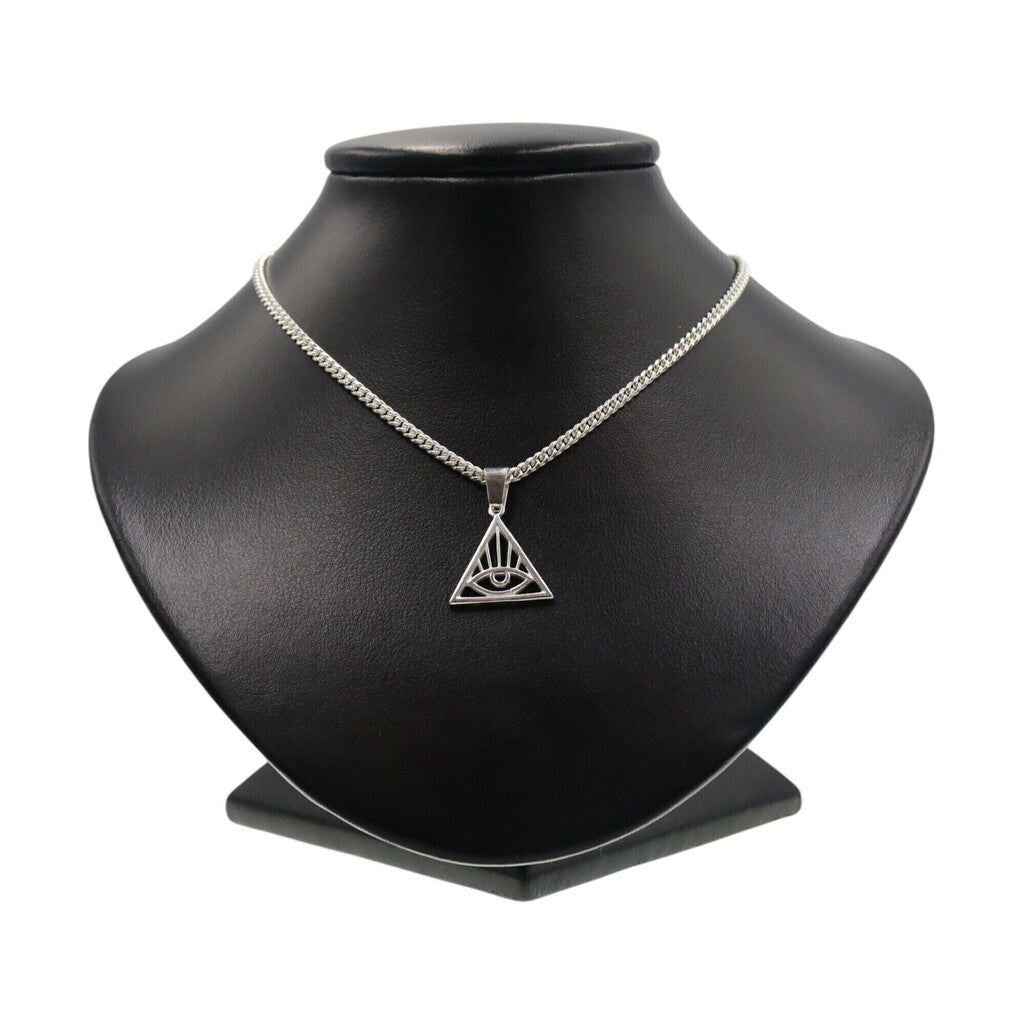 Dije Triángulo Iluminati + Cadena en Plata .925