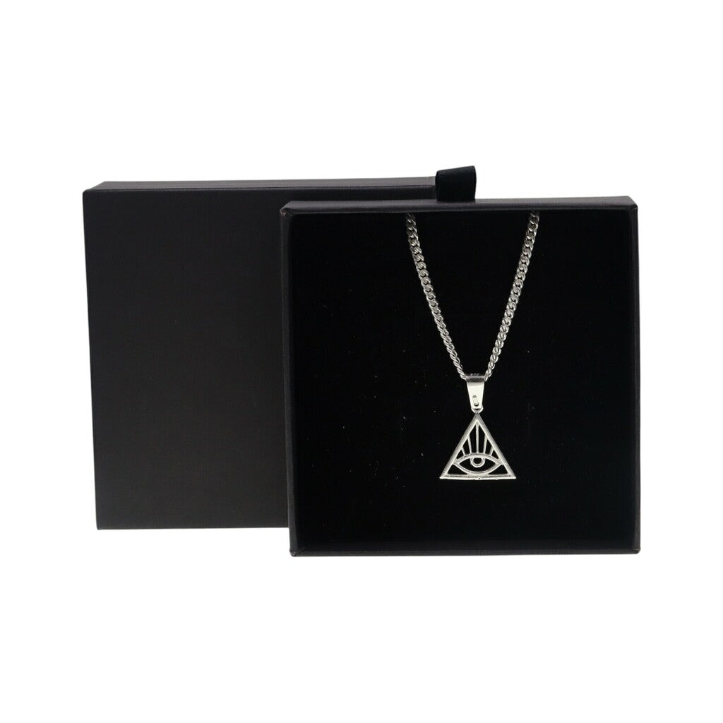 Dije Triángulo Iluminati + Cadena en Plata .925