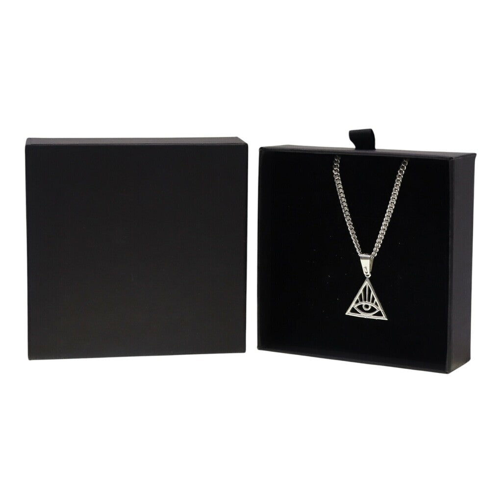 Dije Triángulo Iluminati + Cadena en Plata .925