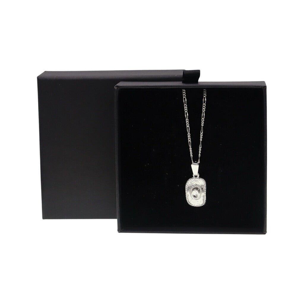Dije De Sombrero Vaquero Chico + Cadena en Plata .925