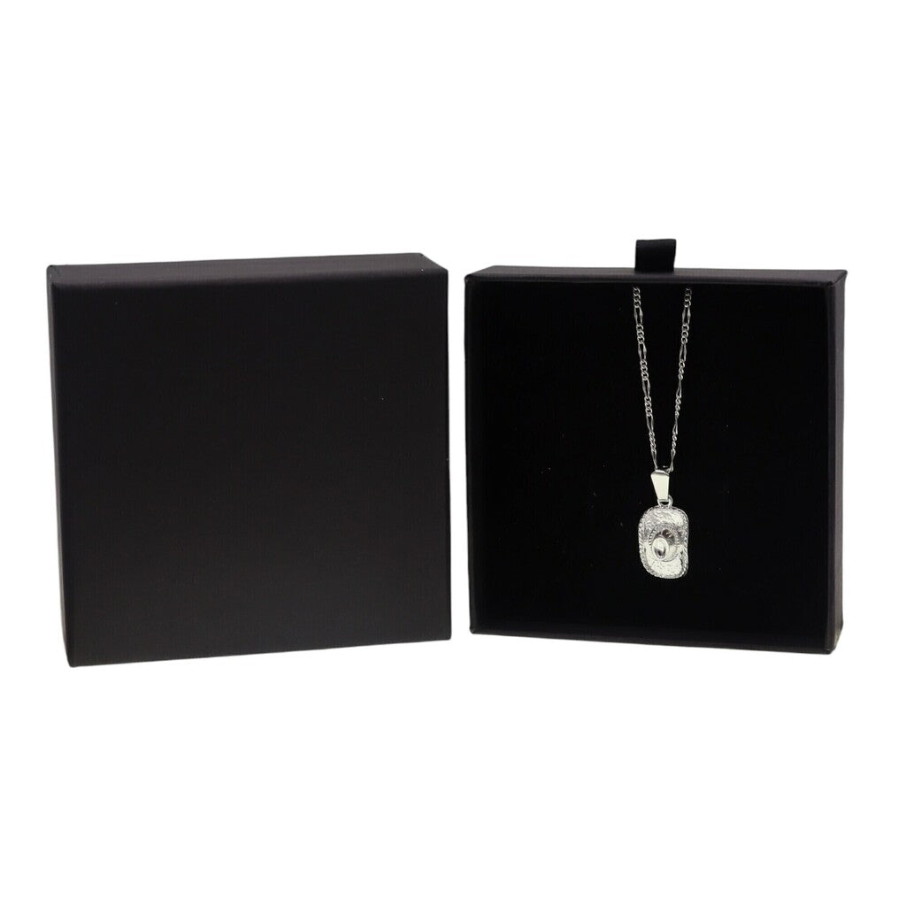 Dije De Sombrero Vaquero Chico + Cadena en Plata .925
