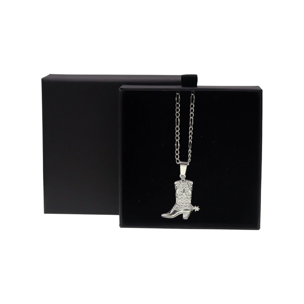 Dije Bota Vaquera + Cadena en Plata .925