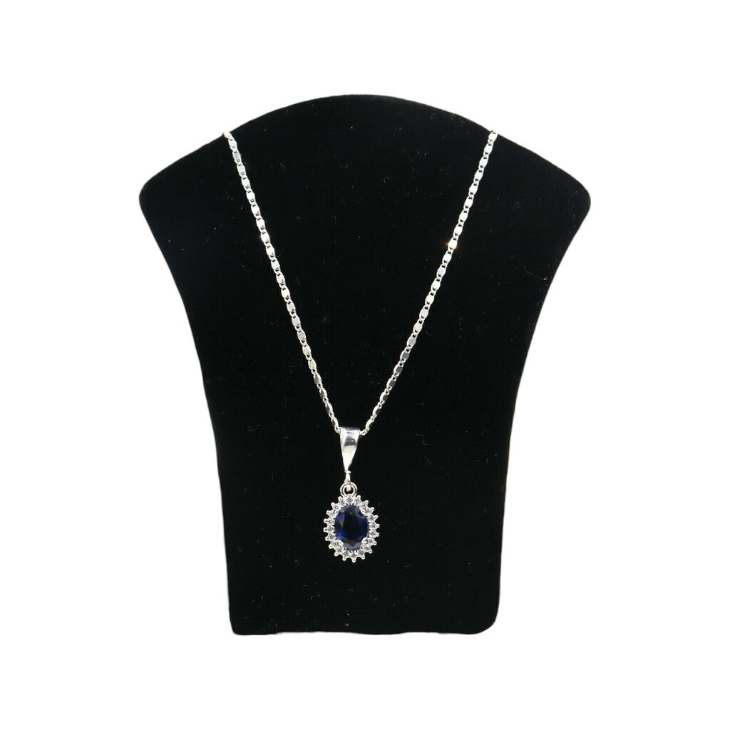 Juego de Ovalo Azul de Plata .925