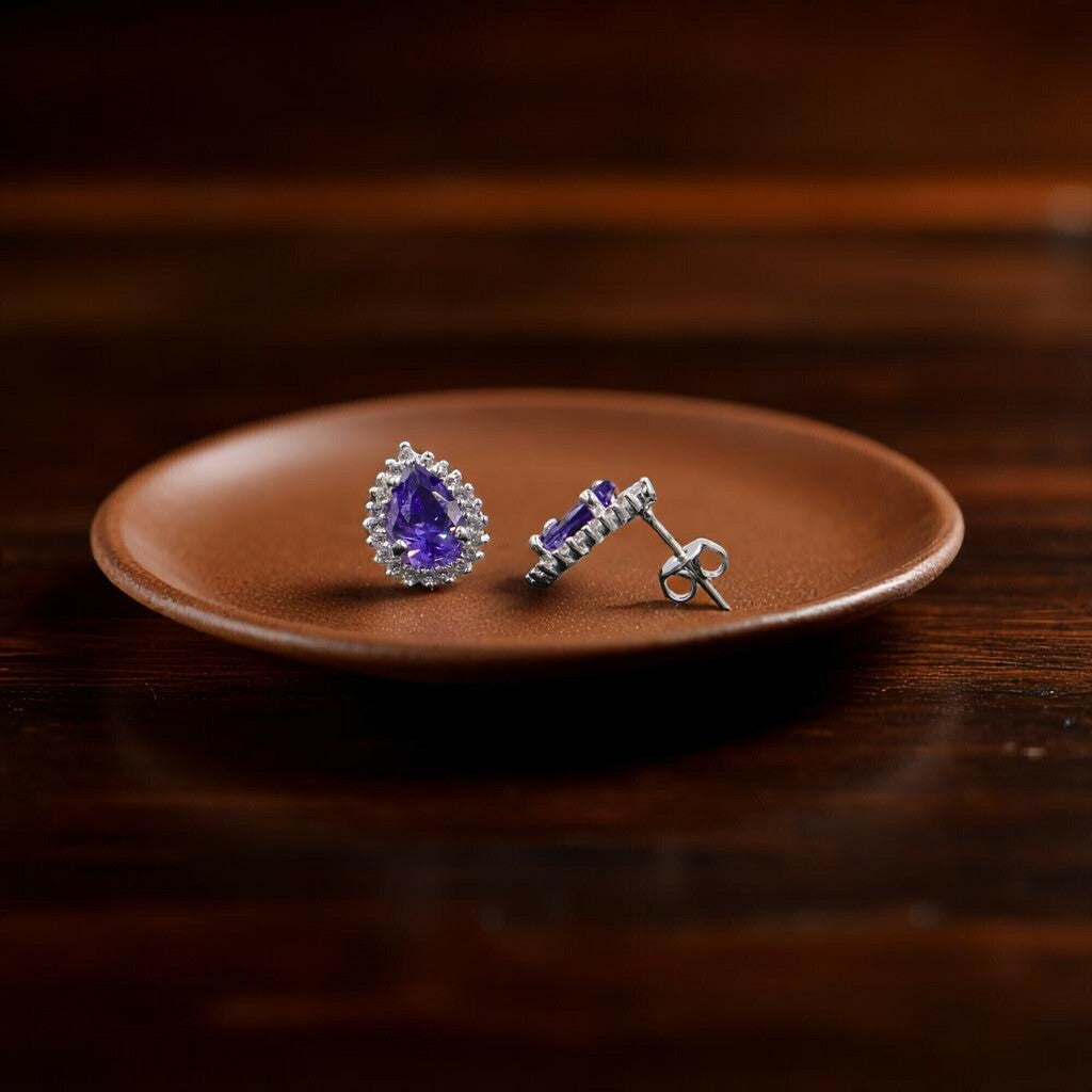 Juego de Gota Morada de Plata .925