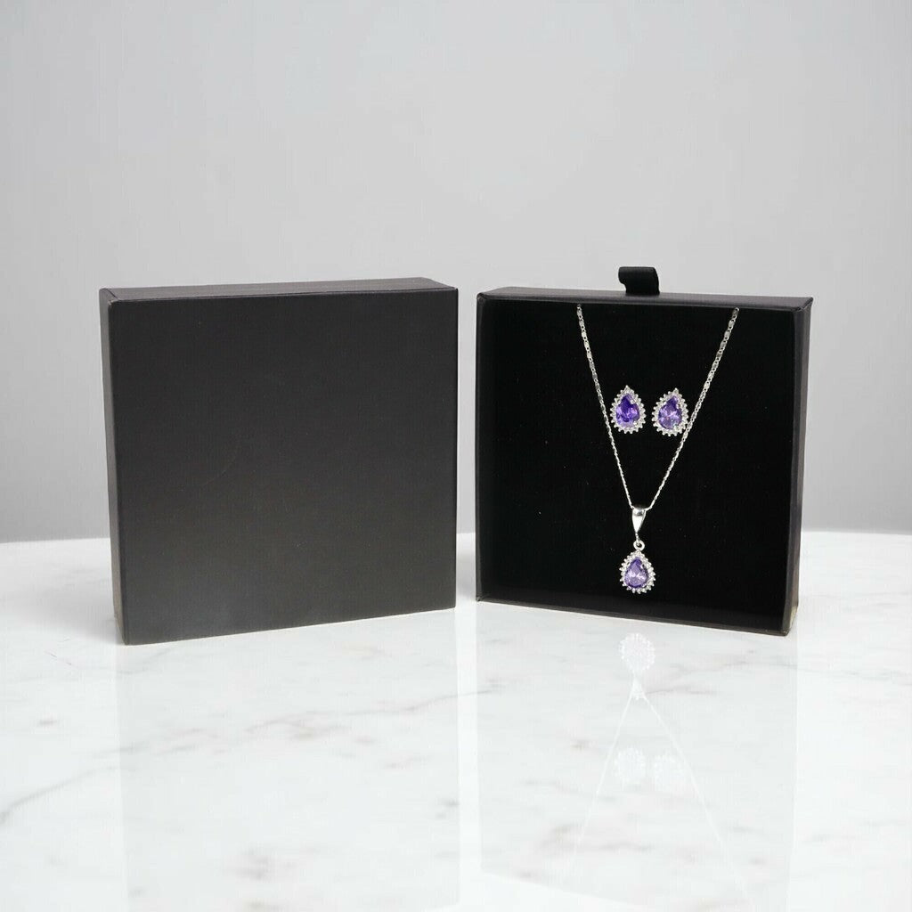 Juego de Gota Morada de Plata .925