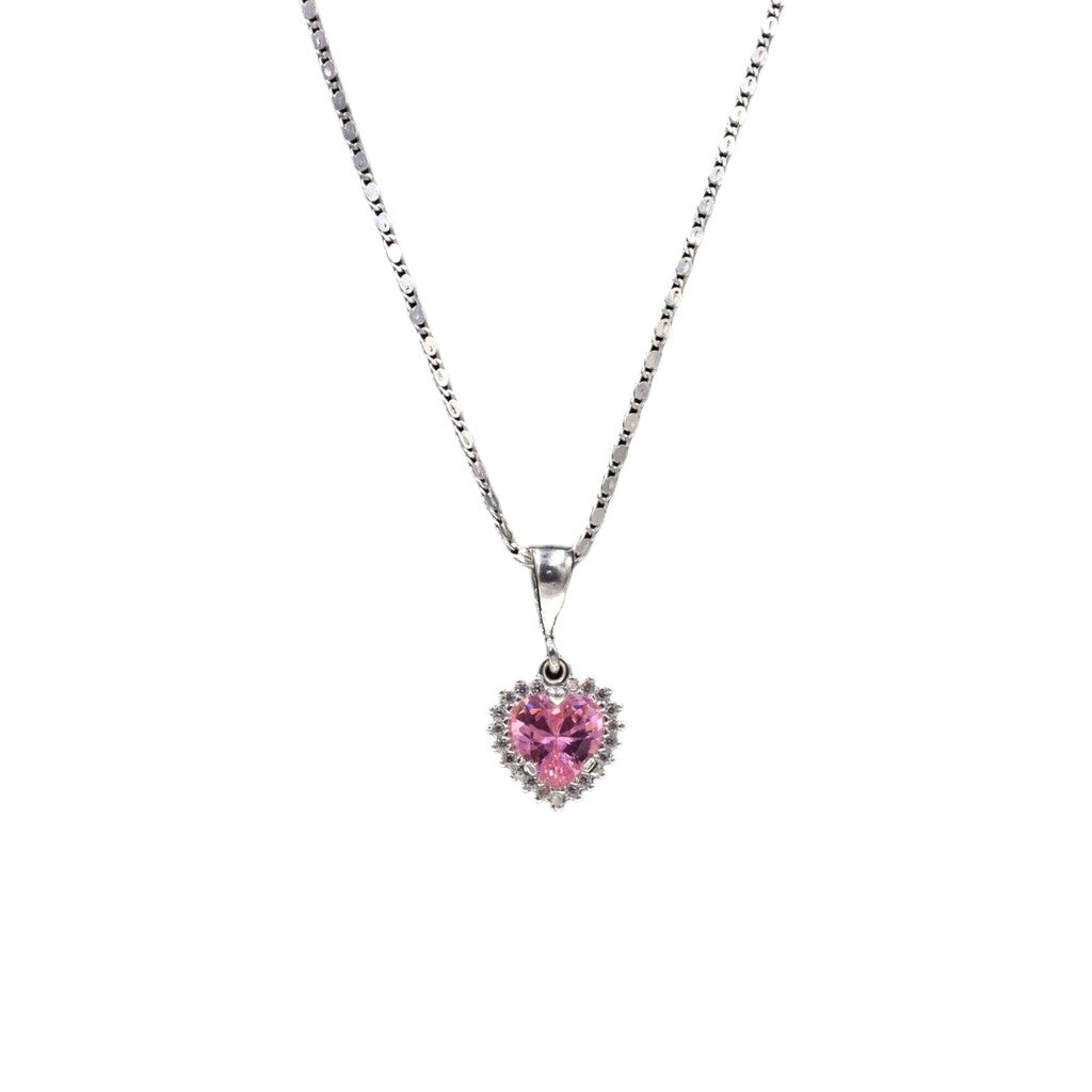 Juego de Corazon Rosa de Plata .925