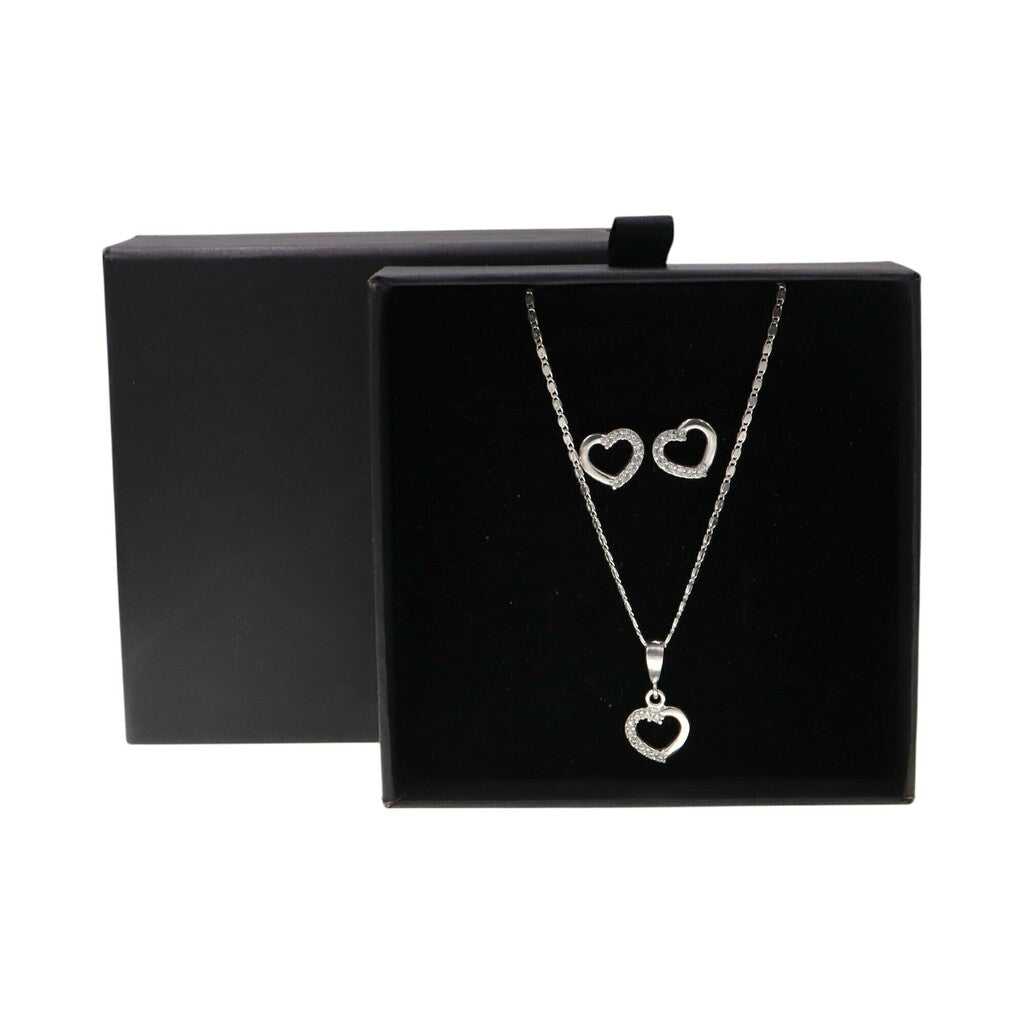 Juego de Corazon Contorno de Plata .925