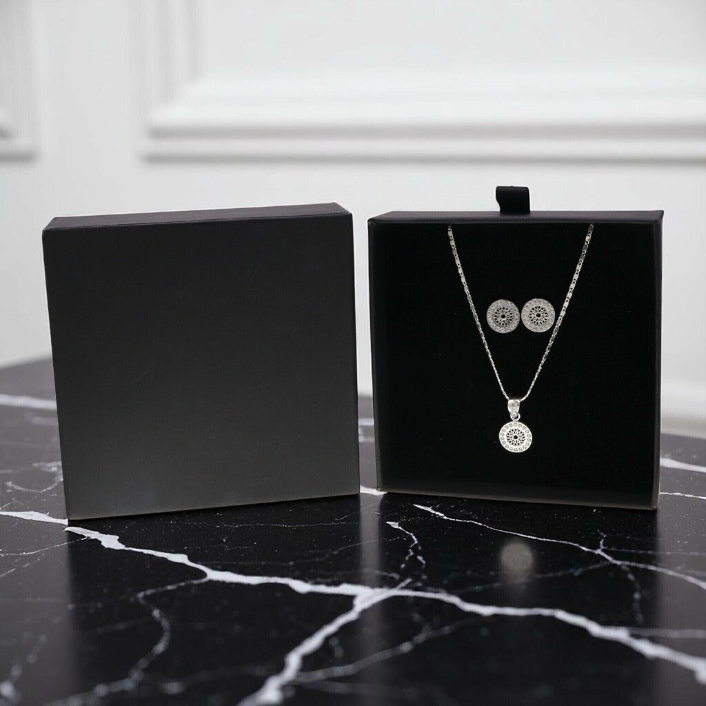 Juego de Circulo Blanco de Plata .925