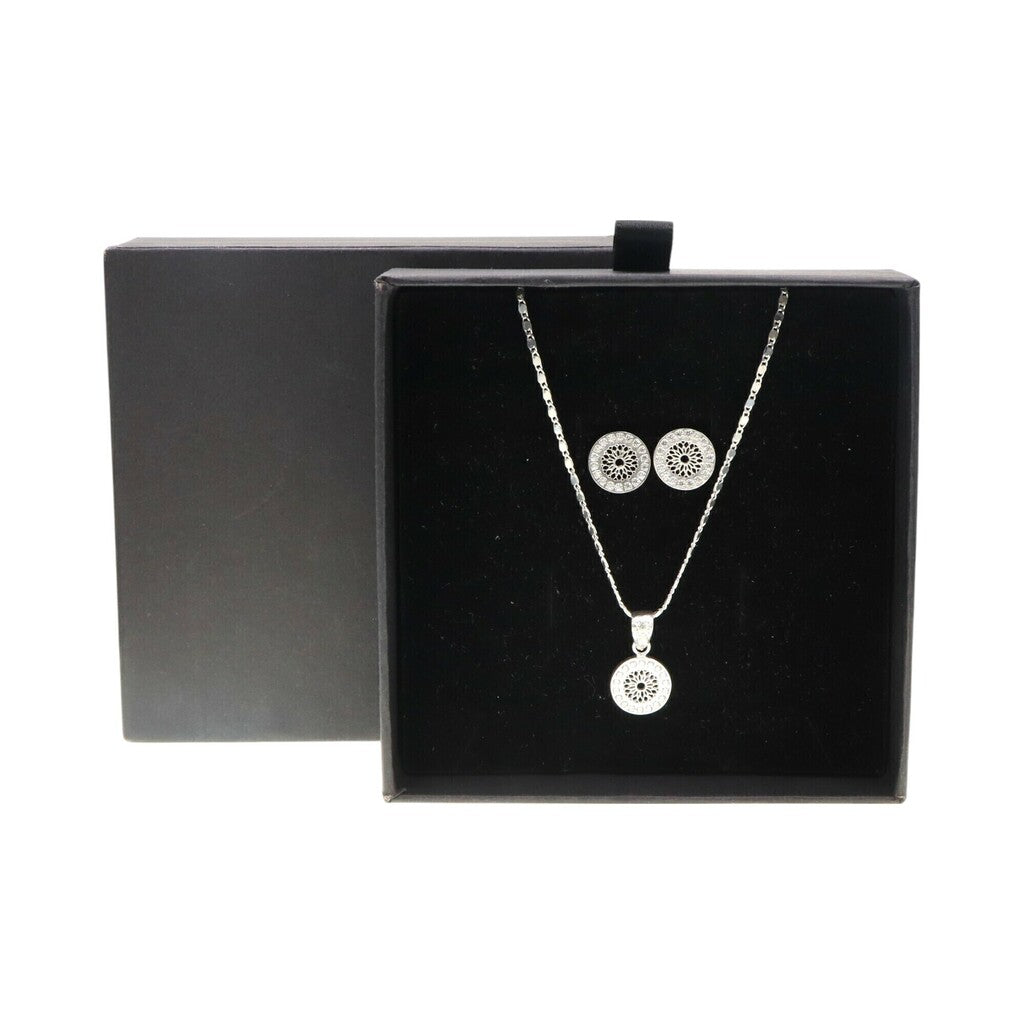 Juego de Circulo Blanco de Plata .925