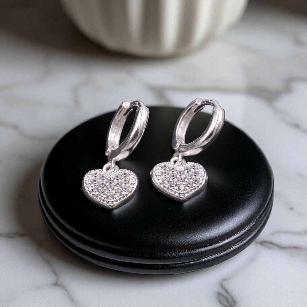 Arracadas de Corazon de Plata .925