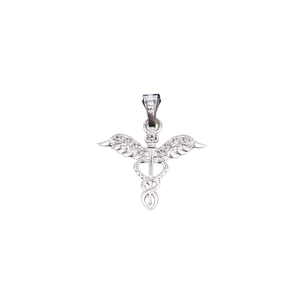 Dije Caduceo Médico + Cadena en Plata .925