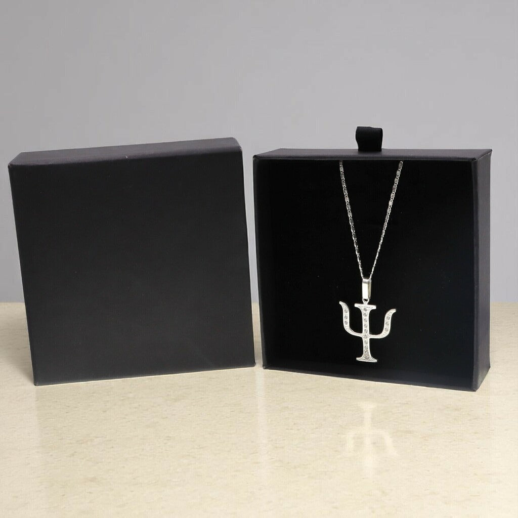 Dije Símbolo Griego Psi Ψ + Cadena en Plata .925
