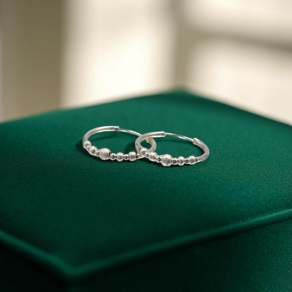 Arracadas Cuenta Redonda Grande de Plata .925