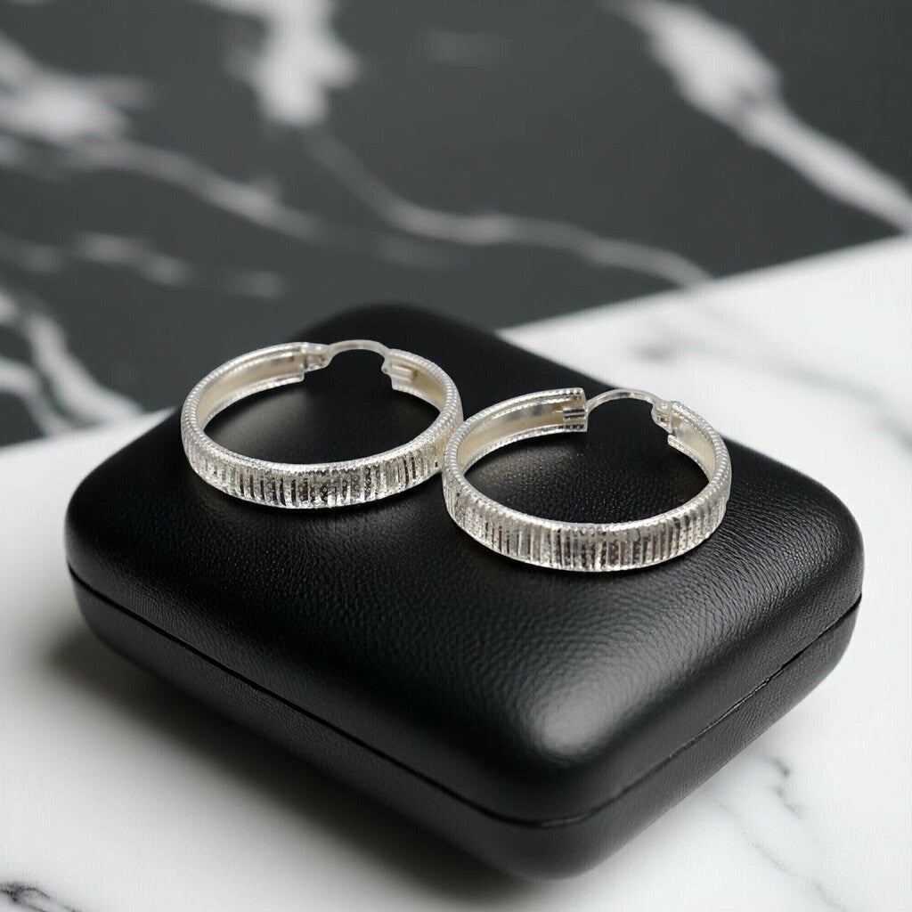 Arracadas Lineas Grande de Plata .925